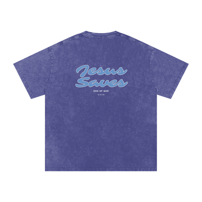 Snow Washed Oversized Cotton T-Shirt - Son Of God